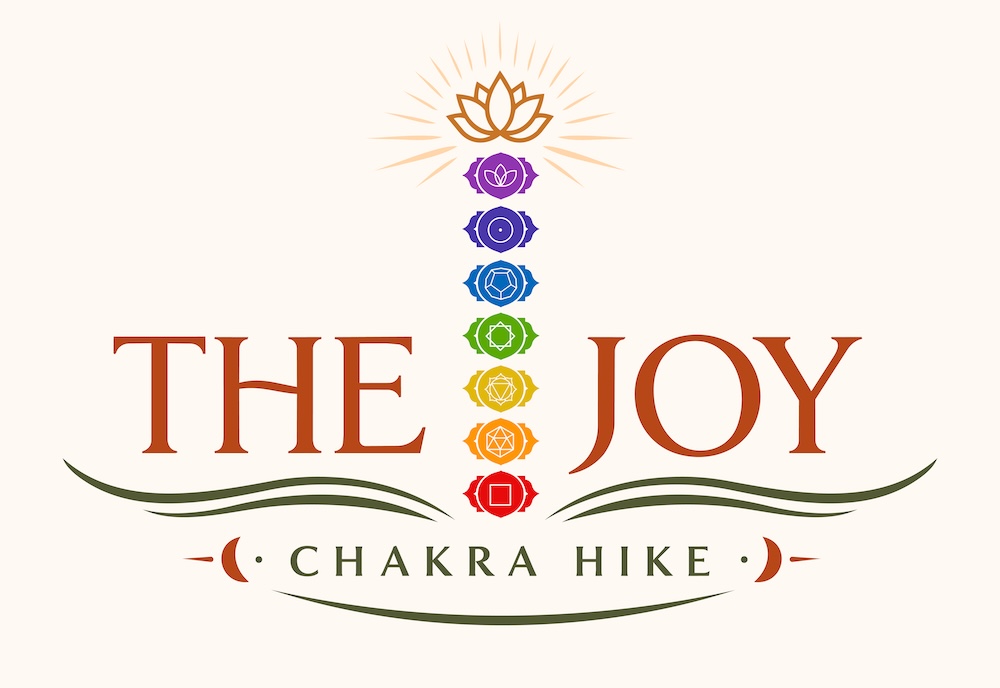 The Joy Chakra Hike — seven chakras crowned by a lotus above the words The Joy