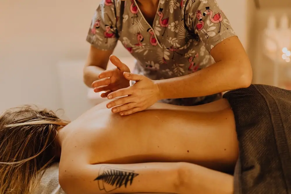 An in-suite massage setup at The Joy